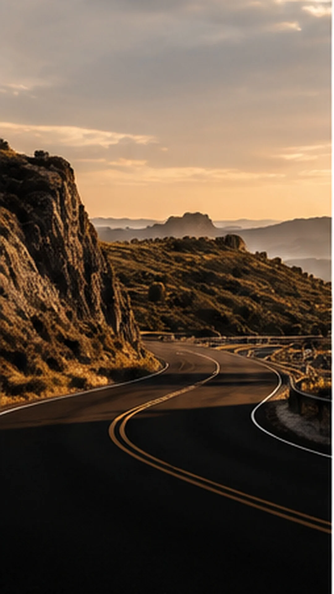 A winding road leading through a mountainous landscape